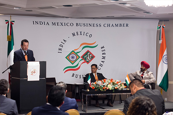 Inder Pal Singh speaking at an India-Mexico Business Chamber event during his presidency.